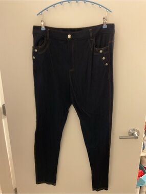 Stretch Black Women's Jeggings with Button Detail